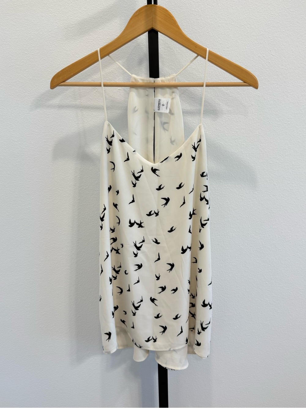 Express Barcelona Cami Off White and Black Bird Print Medium Summer Casual